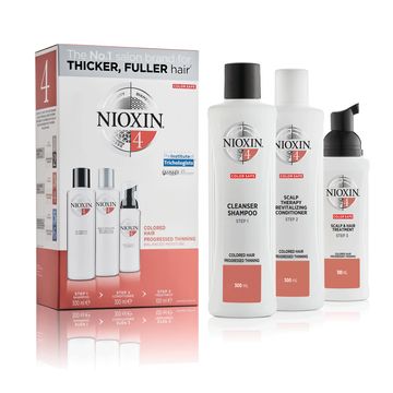 Nioxin Loyalty Kit System 4 För Tunt, Färgat Hår Hårvårds-kit, 300+300+100 ml