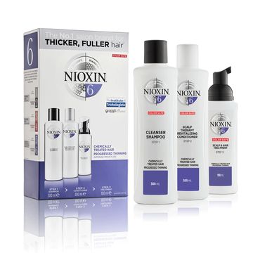 Nioxin Loyalty Kit System 6 För Tunt, Kemiskt Behandlat Hår Hårvårds-kit, 300+300+100 ml