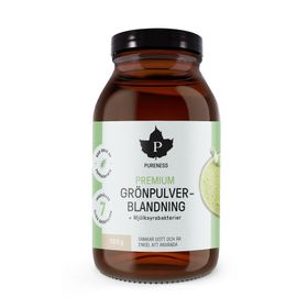Pureness Premium Grönpulverblanding + Mjölksyrabakterier Pulver, 120 g