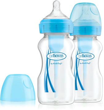 Dr.Brown WideNeck Options+ Bottle Blue 270 ml Nappflaskor, 2 st