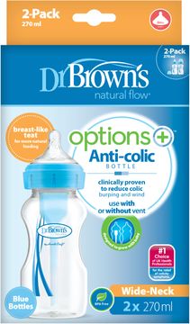 Dr.Brown WideNeck Options+ Bottle Blue 270 ml Nappflaskor, 2 st
