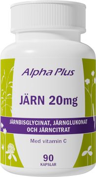Alpha Plus Järn 20 mg Kapslar, 90 st