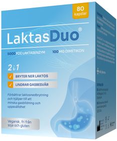 Addeira LaktasDuo 2 in 1 Laktasenzym + Dimetikon, kapslar, 80 st