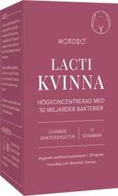 Nordbo LactiKvinna 50 miljarder Mjölksyrabakterier Kapslar, 30 st