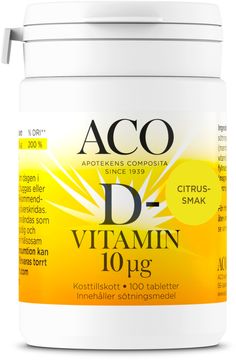 ACO D-Vitamin 10 Ug Citrussmak Tuggtablett 100 st