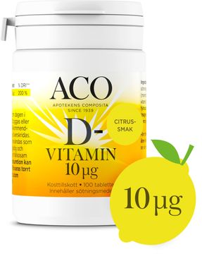 ACO D-Vitamin 10 Ug Citrussmak Tuggtablett 100 st