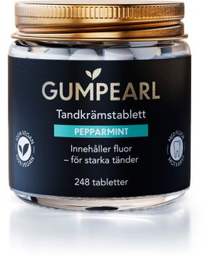 Gumpearl Pepparmint Tandkrämstablett Skonsamma fluortandtabletter 248 st