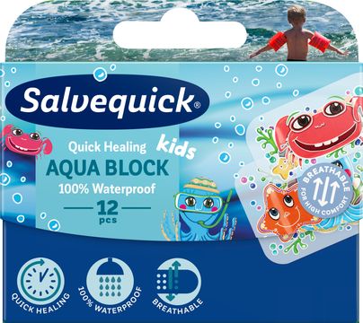 Salvequick Aqua Block Kids Barnplåster Aqua Block 12 st