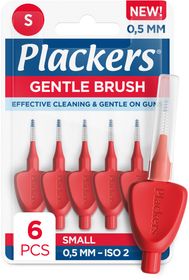 Plackers Gentle Brush Röd S (0,5 mm) Skonsam mellanrumsborste 6 st