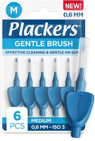 Plackers Gentle Brush Blå M (0,6 mm) Skonsam mellanrumsborste 6 st
