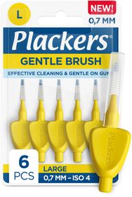 Plackers Gentle Brush Gul L (0,7 mm) Skonsam mellanrumsborste 6 st