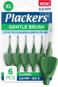 Plackers Gentle Brush Grön XL (0,8 mm) Skonsam mellanrumsborste 6 st