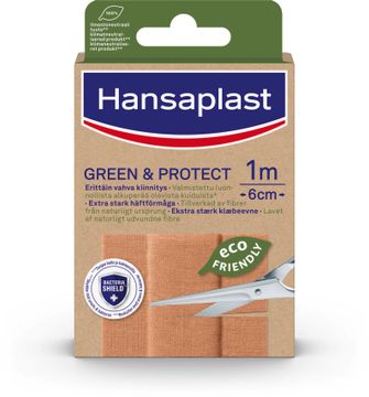Hansaplast Green & Protect 1m x 6cm Tygplåster 10 st