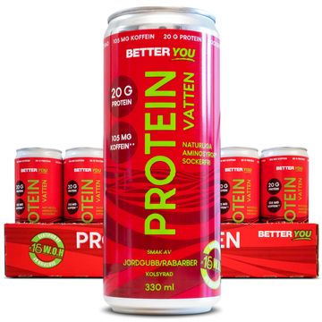 Better You Proteinvatten Koffein Jordg/Rabarber 24 st Flytande 330 ml