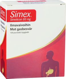 Simex Simetikon 80 mg Tuggtabletter mot gasbesvär 100 st