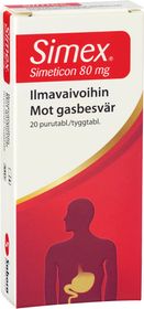 Simex Simetikon 80 mg Tuggtabletter mot gasbesvär 20 st