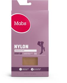 Mabs Nylon Lårhöga Stay Up 140 Denier Tan Storlek S Kompressionsstrumpa 1 par
