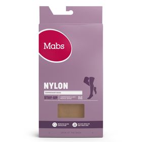 Mabs Nylon Lårhöga Stay Up 140 Denier Tan Storlek M Kompressionsstrumpa 1 par