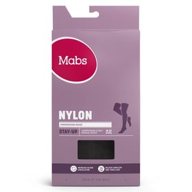 Mabs Nylon Lårhöga Stay Up 140 Denier Svart Storlek L Kompressionsstrumpa 1 par