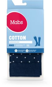 Mabs Cotton Knee Navy Dotted Mörkblå med prickar, storlek S, 1 par