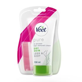 Veet Pure Hårborttagningskräm För Dusch Torr Hud Hårborttagningskräm 150 ml