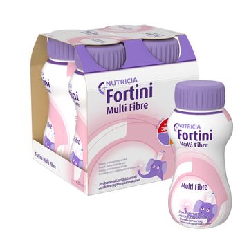 Fortini Multi Fibre komplett barnkosttillägg, jordgubb 4 x 200 milliliter
