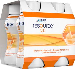 Resource 2,0 drickfärdigt, komplett kosttillägg ananas-mango, 4 x 200 milliliter