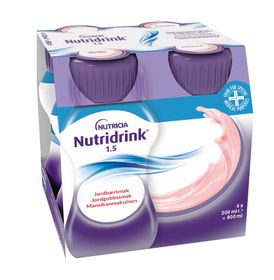 Nutridrink energirikt, komplett kosttillägg jordgubb, 4 x 200 milliliter