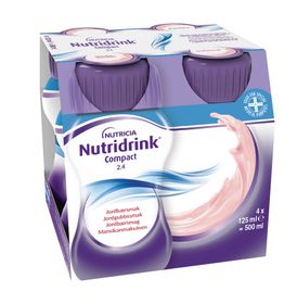 Nutridrink Compact energirikt, komplett kosttillägg i liten volym jordgubb, 4 x 125 milliliter