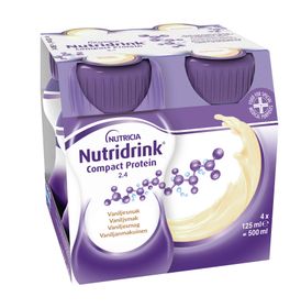 Nutridrink Compact Protein energi och proteinrikt kosttillägg vanilj, 4 x 125 milliliter