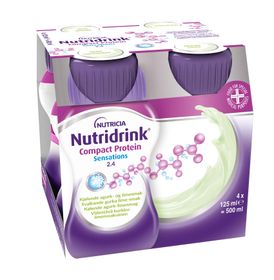 Nutridrink Compact Protein Sensations energi och proteinrikt kosttillägg svalkande gurka- och limesmak, 4 x 125 milliliter