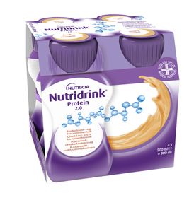 Nutridrink Protein 2.0 extra energi och proteinrikt kosttillägg, 2 kcal/ml choklad-karamell, 4 x 200 milliliter