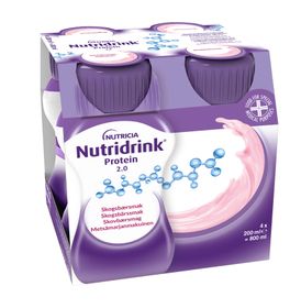 Nutridrink Protein 2.0 extra energi och proteinrikt kosttillägg, 2 kcal/ml skogsbär, 4 x 200 milliliter