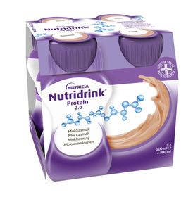 Nutridrink Protein 2.0 extra energi och proteinrikt kosttillägg, 2 kcal/ml mocca, 4 x 200 milliliter